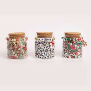 Holiday Jar Trio Mini Block Letter DIY Bead Kit Gift Set