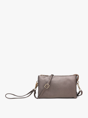 M013 Riley Monogrammable 3 Compartment Crossbody/Wristlet: Chocolate