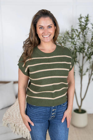 MM Striped Sweater Top in Olive