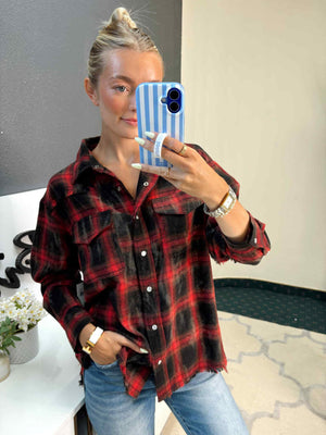Bonfire Nights Plaid Flannel Top - Red/Black