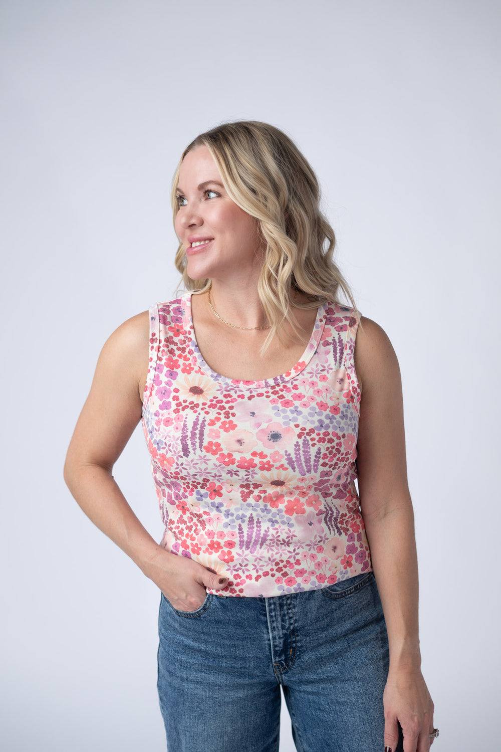 Coral Sunset Floral Ava Tank