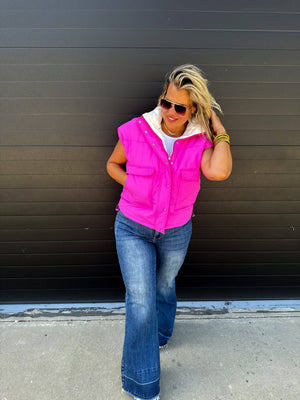 MADDOX REVERSIBLE PUFFER VEST: BLACK/IVORY