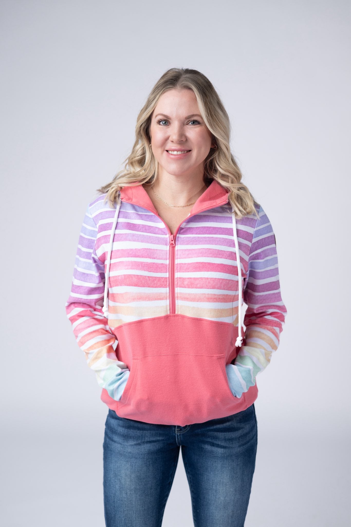 Sunset Coral Halfzip Hoodie