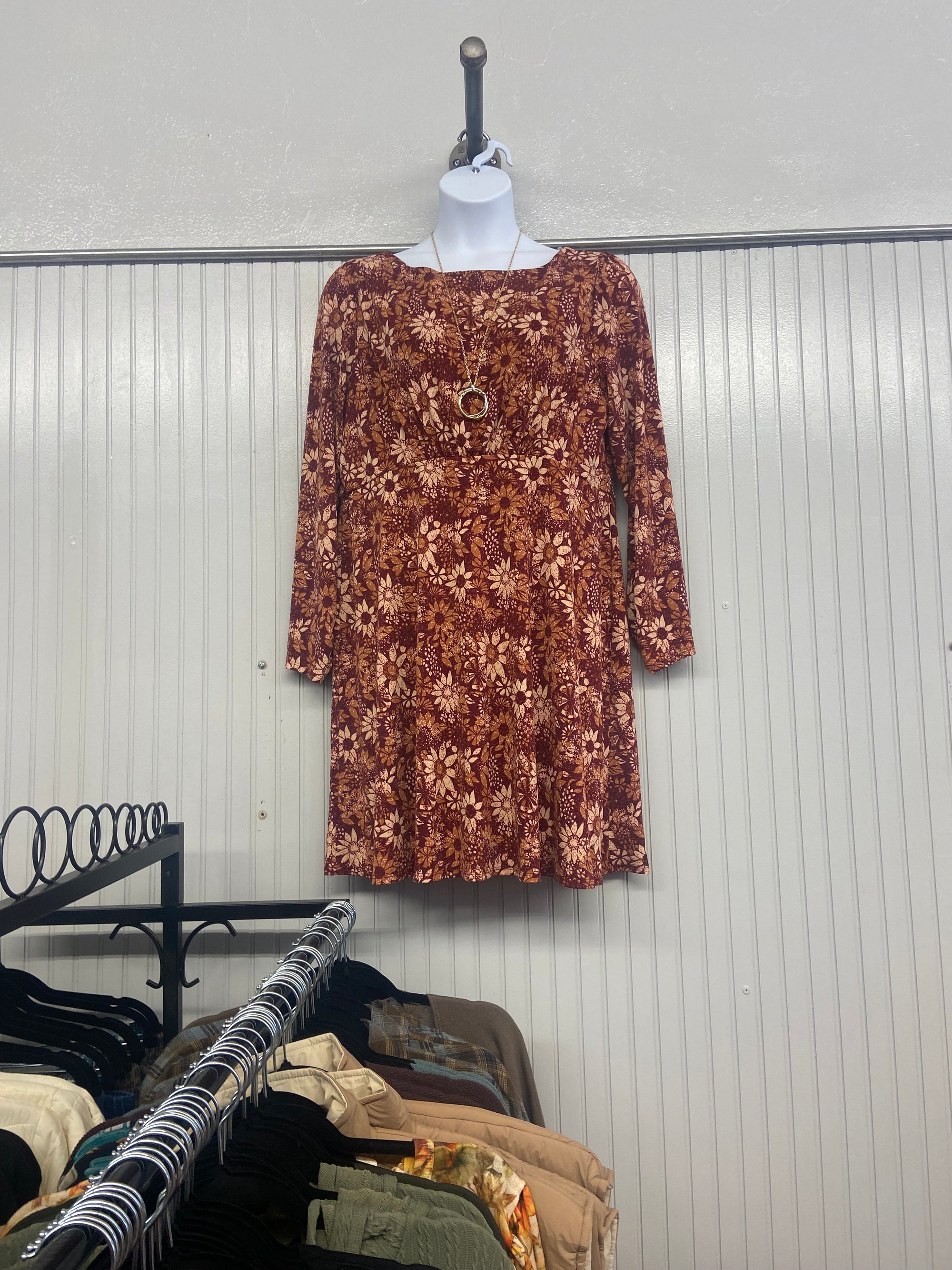 L/S Faux Wrap FLRL Dress - XD16594A