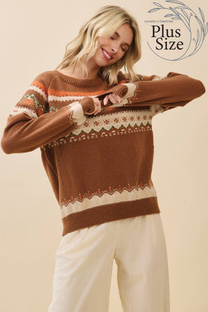 Autumn Pumpkin Knit Fair Isle Sweater