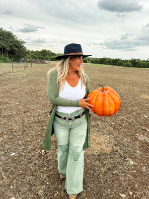 SIERRA RIBBED CARDIGANS: OLIVE