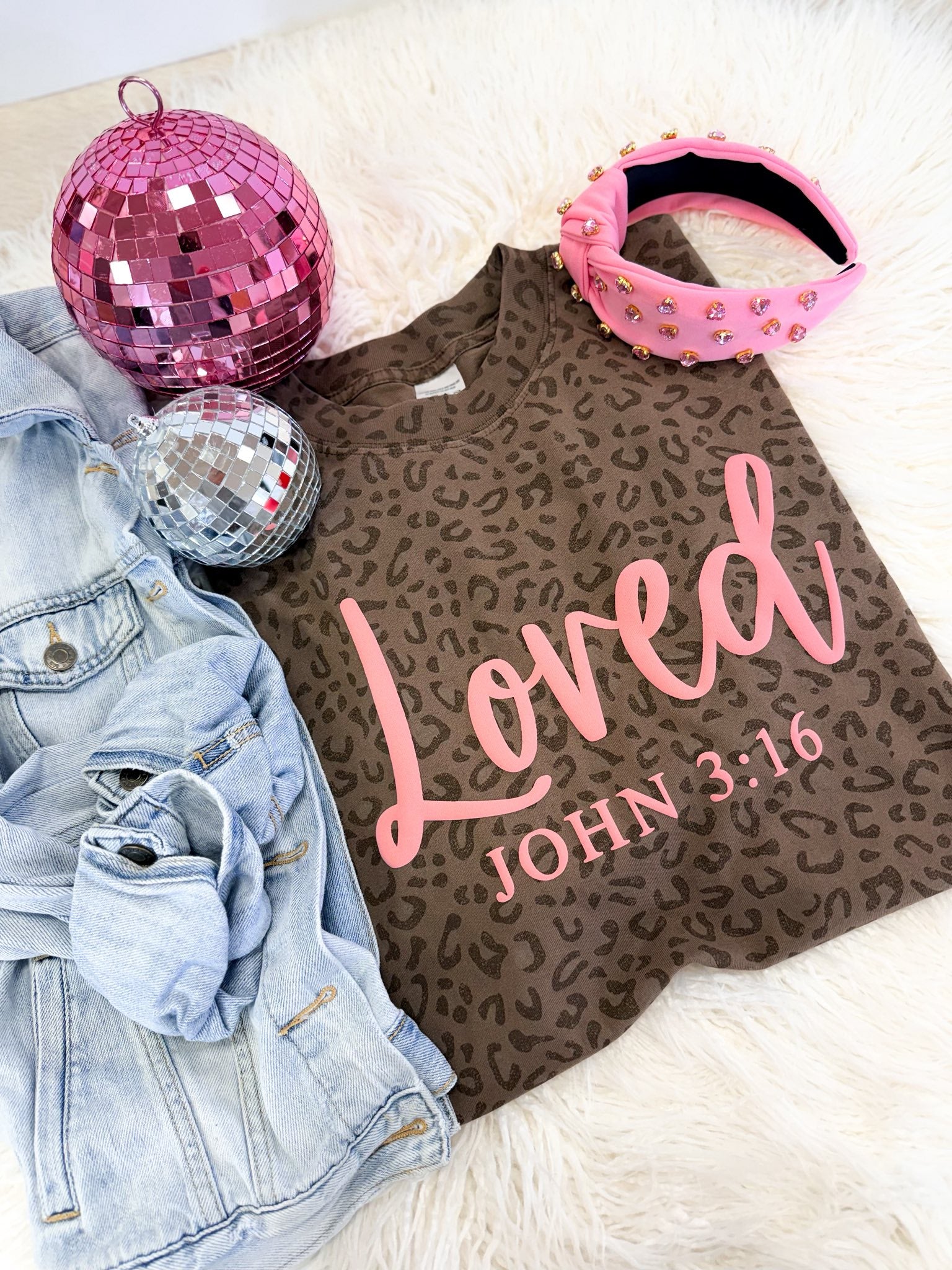 Leopard Loved - John 3:16 Graphic Tee with Puff Lettering