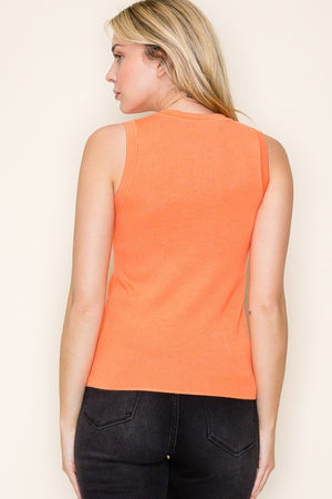 Sleeveless sweater tank in Orange