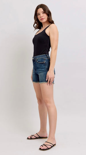 Judy Blue High Waisted Tummy Control Frayed Hem Shield Back Pocket Shorts