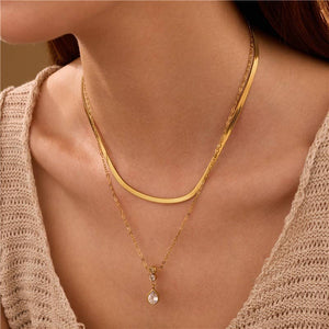 18K STAINLESS STEEL TARNISH FREE LAYERED NECKLACE