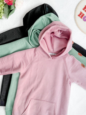 Timeless Textured Pullover Hoodie in Rose