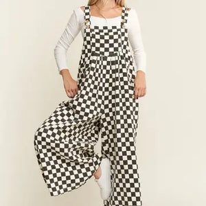 Check me out Checkered Wide Leg- Overalls