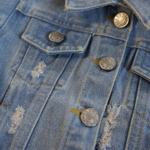 Distressed Denim Jean Jacket - medium wash