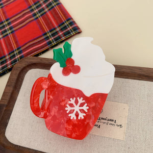 CHRISTMAS TREE SANTA SNOWMAN HAIR CLAW CLIPS