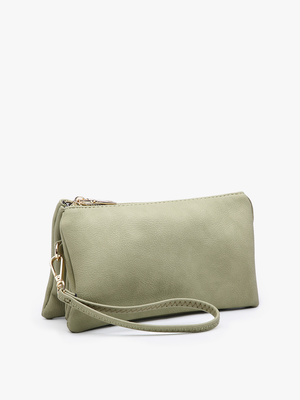 M013 Riley Monogrammable 3 Compartment Crossbody/Wristlet: Stone