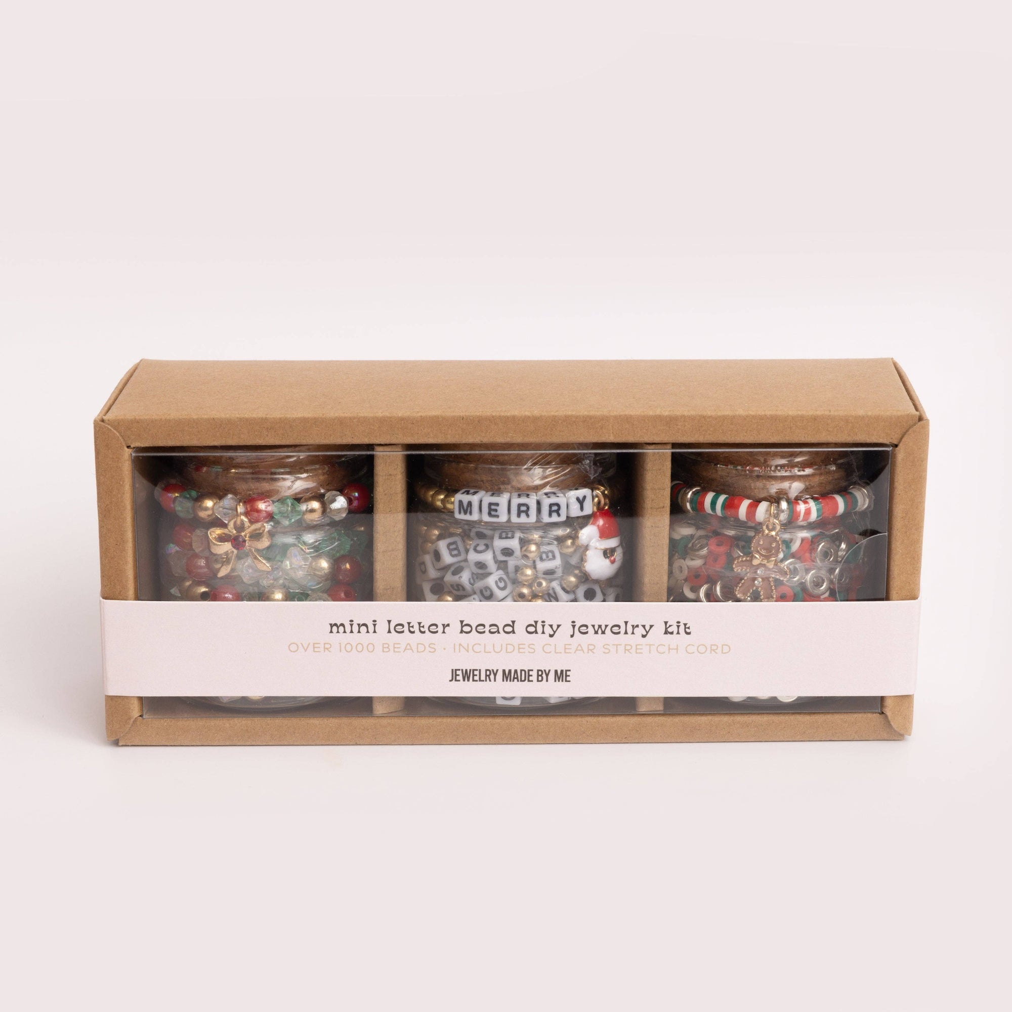 Holiday Jar Trio Mini Block Letter DIY Bead Kit Gift Set