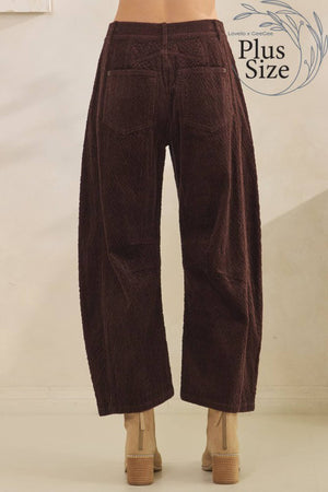 Corduroy Barrel-Leg Pants - Black