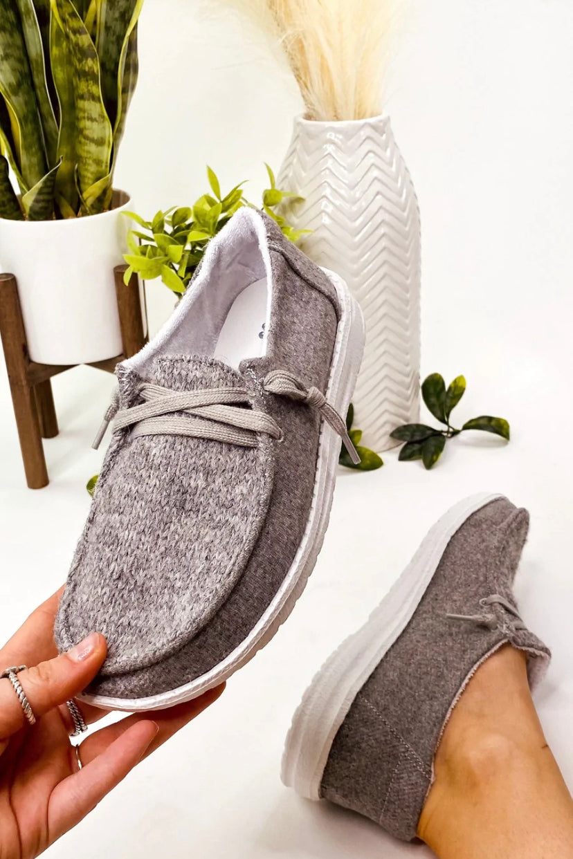 Gypsy Jazz Janice Knit Boat Shoes - Grey