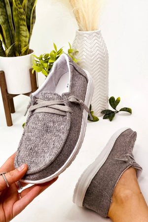 Gypsy Jazz Janice Knit Boat Shoes - Grey