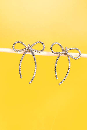 GOLD ROPE BOW DESIGN STUD EARRINGS
