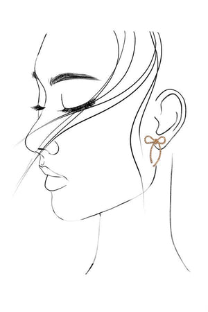 GOLD ROPE BOW DESIGN STUD EARRINGS