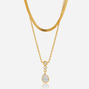 18K STAINLESS STEEL TARNISH FREE LAYERED NECKLACE