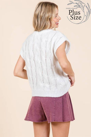 Curvy Cable Knit Sweater Vest in Red