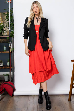 Ponte One Button Blazer in Slate Black