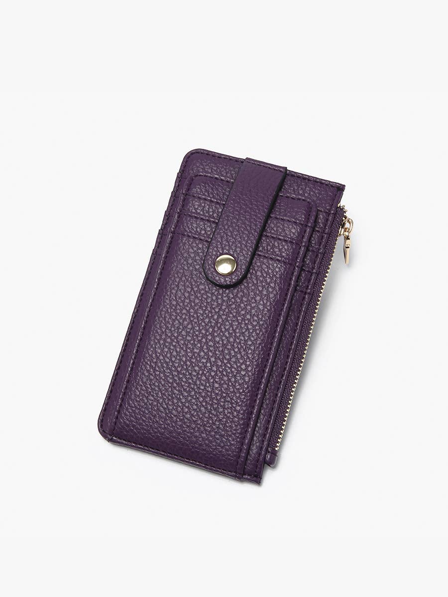WL2541 Mae Multi-Card Wallet w/ Strap Snap Closure: Dark Purple