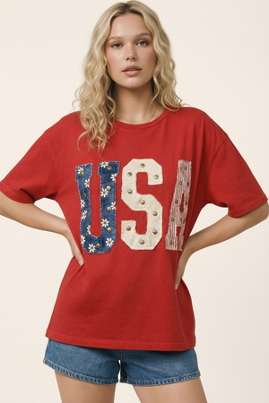 All American Mixed Media Graphic Tee