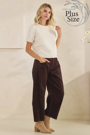 Corduroy Barrel-Leg Pants - Black