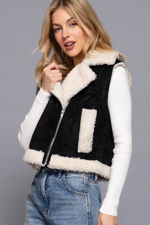Sherpa Lined Faux Suede Vest