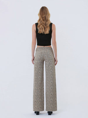 Lovervet Mid Rise Leopard Print Wide Leg Jeans
