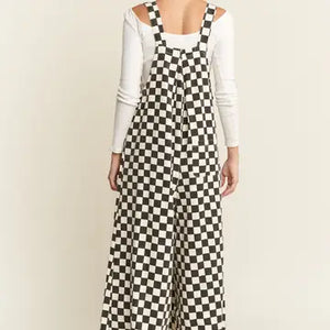 Check me out Checkered Wide Leg- Overalls
