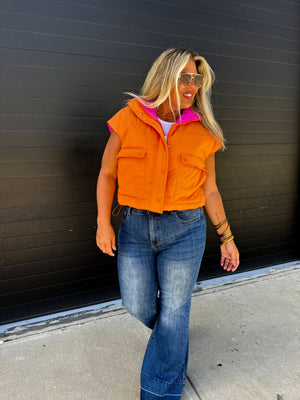 MADDOX REVERSIBLE PUFFER VEST: BLACK/IVORY