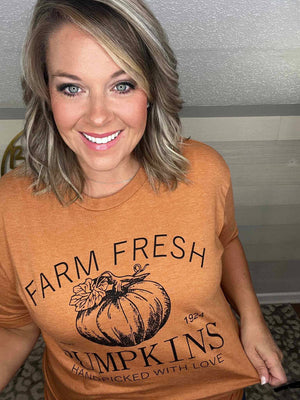 Pumpkin Farm Fresh Rust Fall Graphic Tee