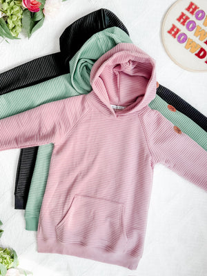 Timeless Textured Pullover Hoodie in Rose