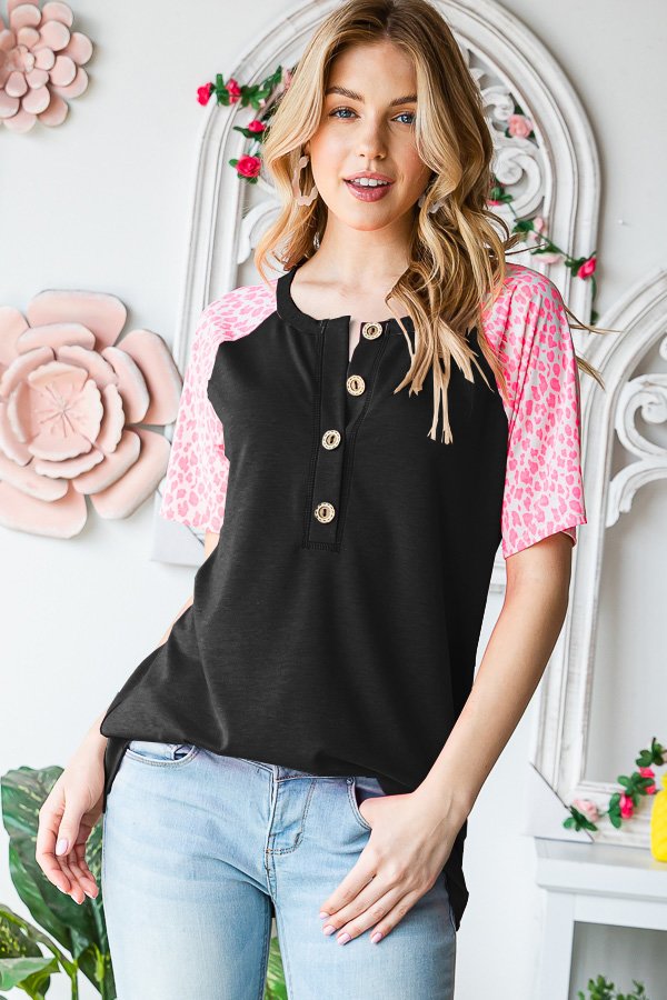 Fierce Attitudes Short Sleeve Raglan Knit Short Sleeve Top