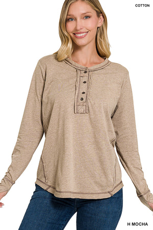 Living On the Edge Long Sleeve Top in Mocha