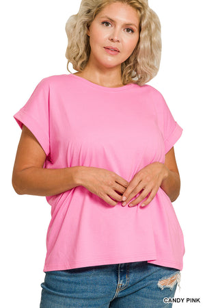 Spring Time Vibes Short Sleeve Top with Roll tab Sleeves