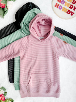 Timeless Textured Pullover Hoodie in Rose