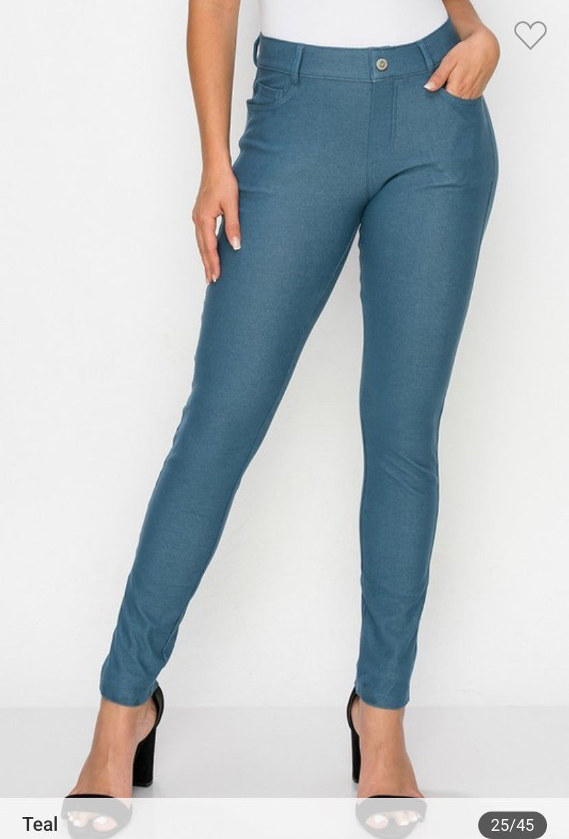 Simple But Stylish Skinny Jeggings In Teal