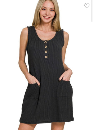 Corded Ribbed Henley Dress