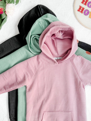 Timeless Textured Pullover Hoodie in Rose