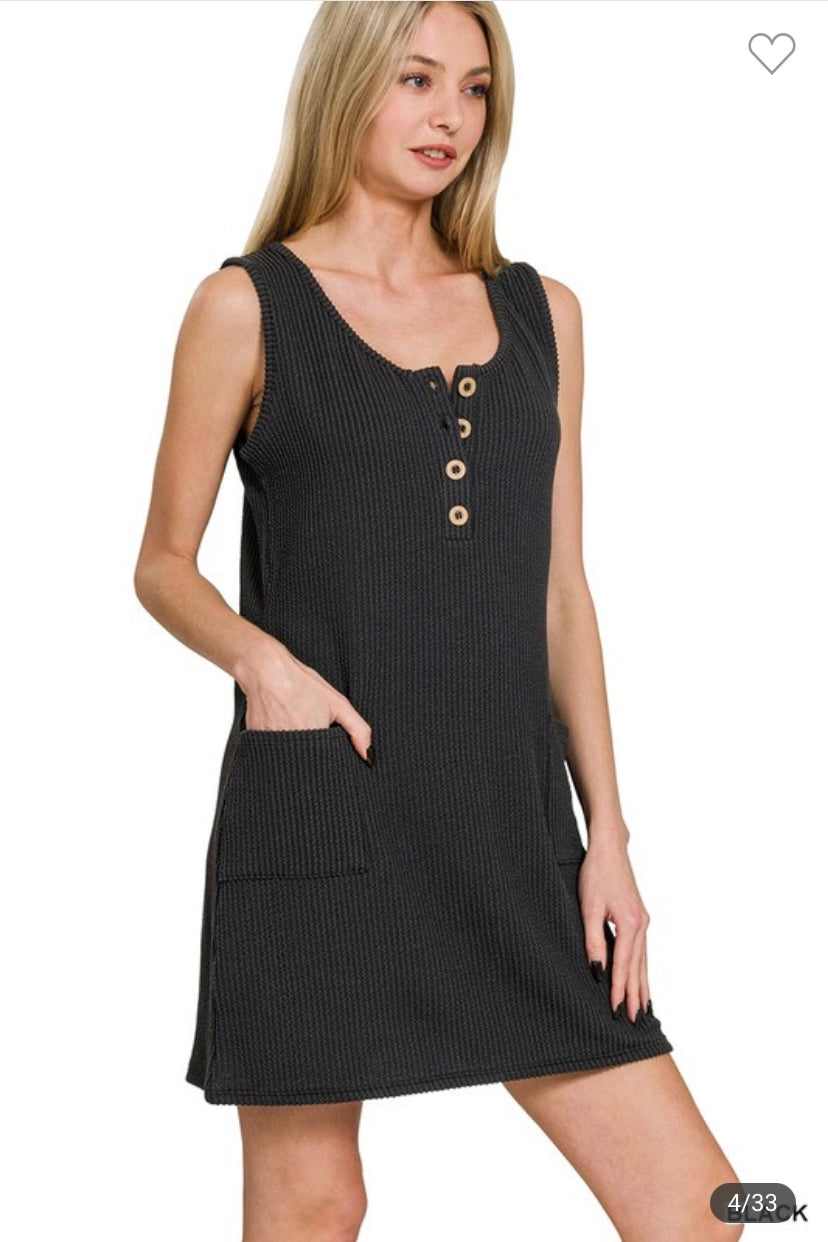 Corded Ribbed Henley Dress