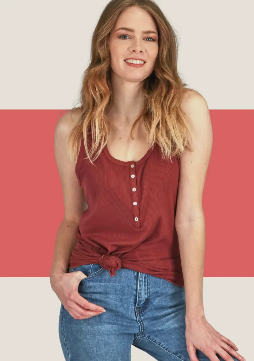 The Buttoned Babe Tank - Multiple Colors