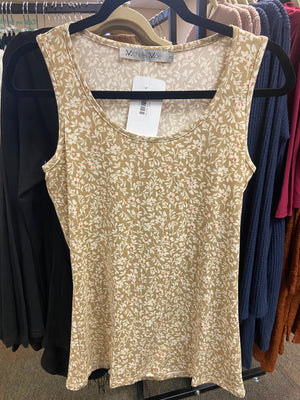 Luxe Crew Tank in Tan Floral