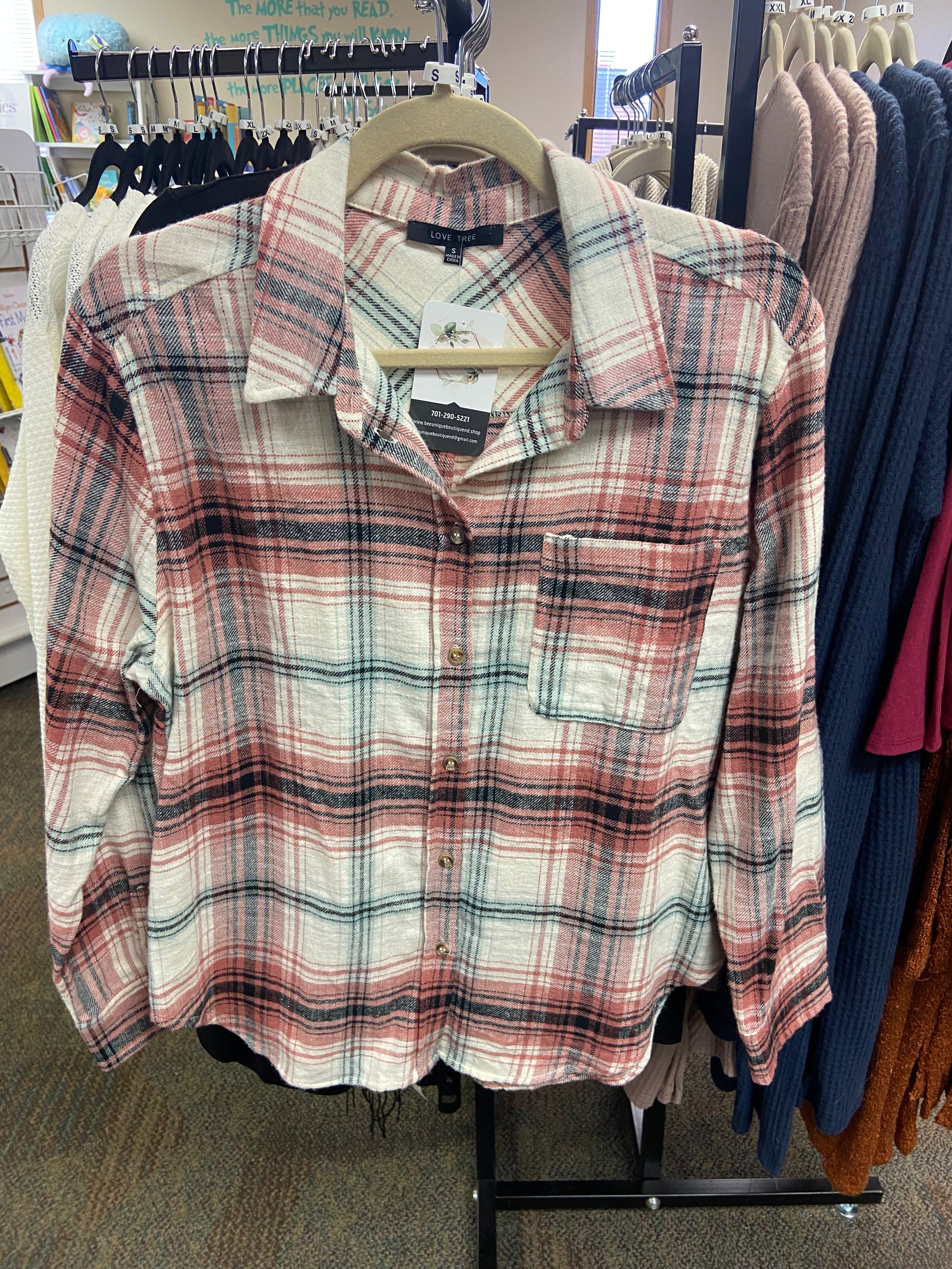 I heart you Plaid Fannel in Pink