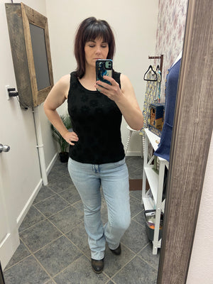 Daisy Textured Tank in Black