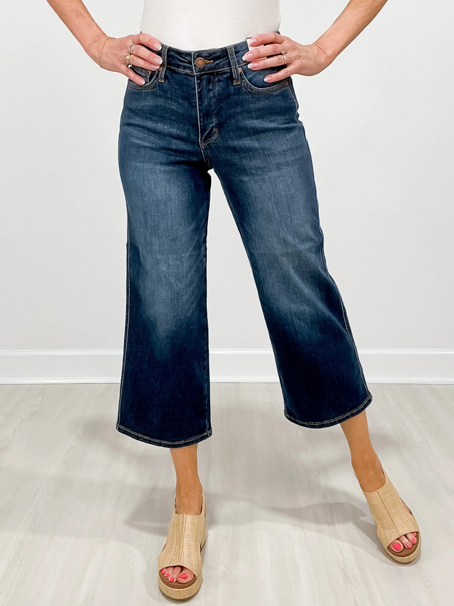 Tummy Control Wide Leg Crop Judy Blue Jeans